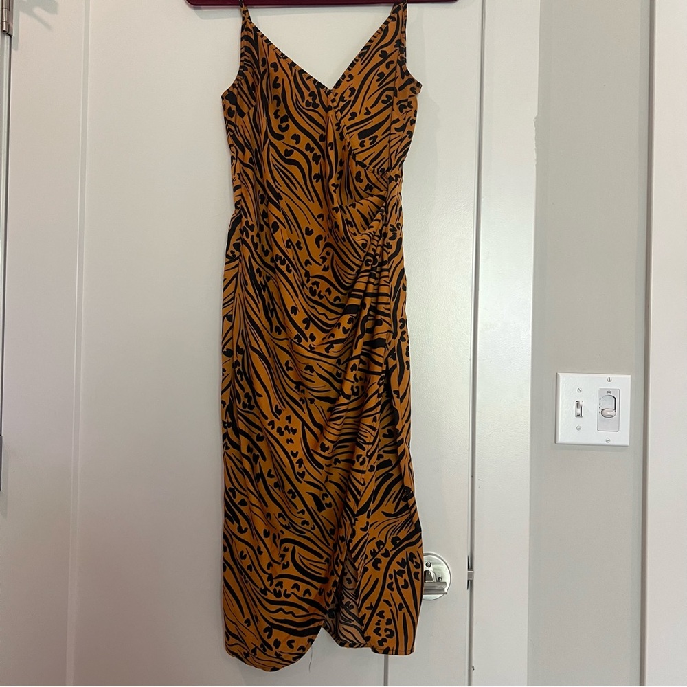 BCBGeneration Brown and Black Slip Midi Dress